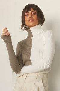 MOSS/IVORY STACY TURTLENECK TOP
