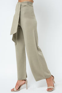 OLIVE KNIT LOUNGE PANTS WITH WAIST TIE